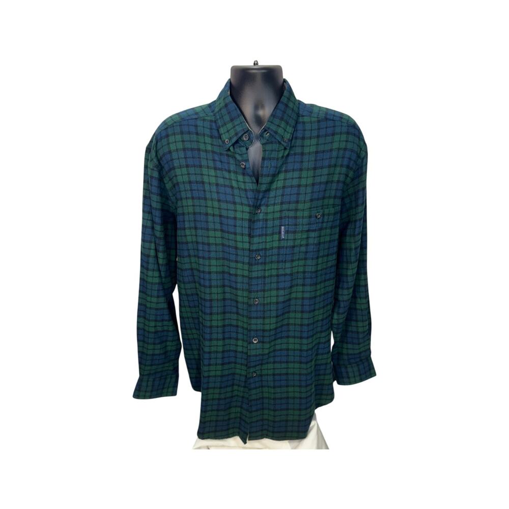 Woolrich Tartan Flannel Shirt Men's M Black Watch Plaid Cotton Fall Layering